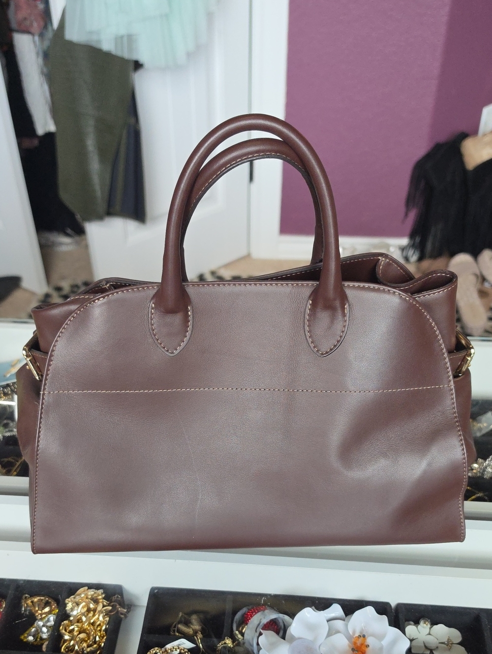 Structured Brown Satchel Handbag for Women